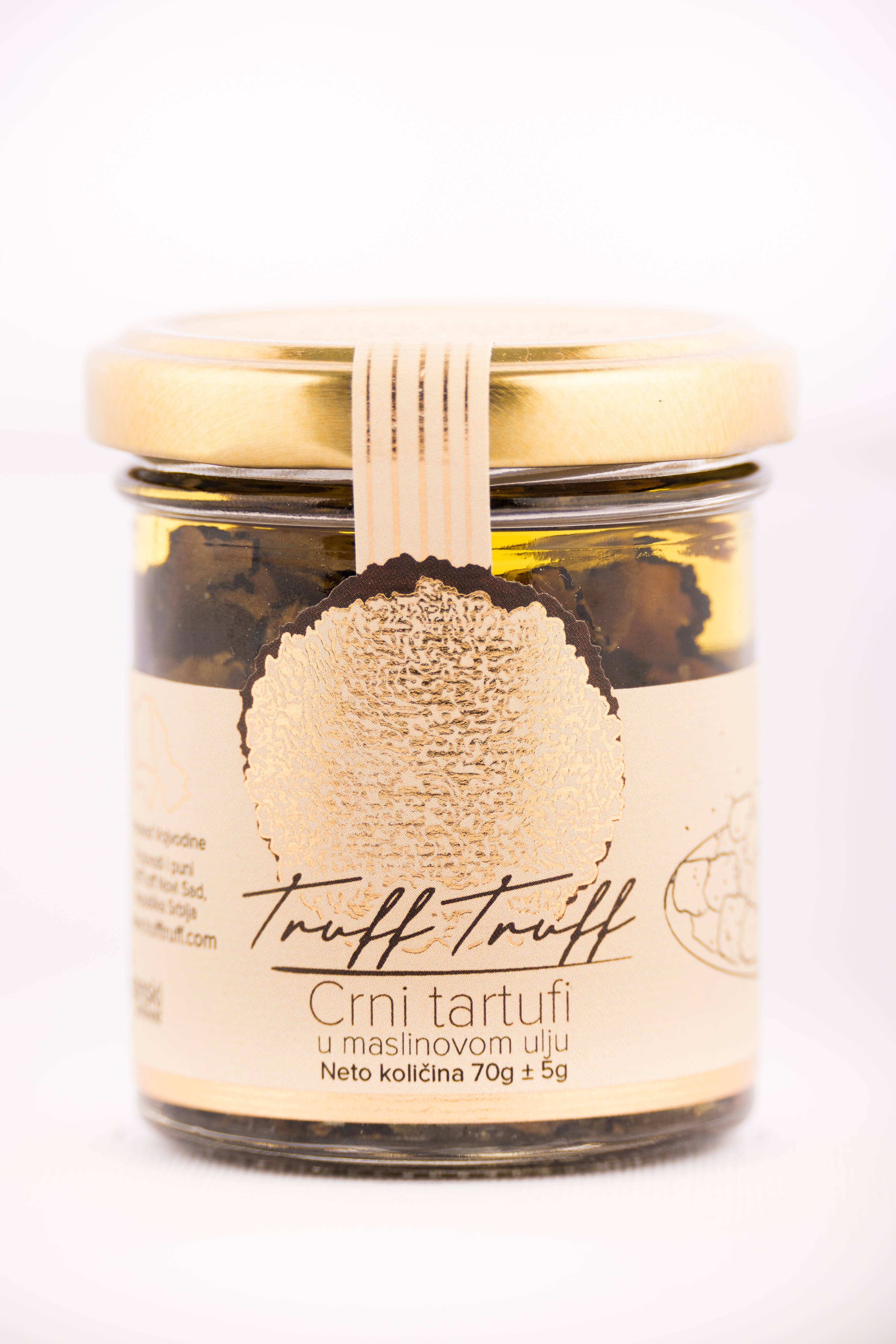 BLACK TRUFFLES IN OLIVE OIL. CLASSIC EXTRA PREMIUM PRODUCT.  A COMBINATION OF SERBIAN TRUFFLES AND OLIVE OIL  70g